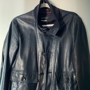 Gorg Gucci Nappa Blue Leather Jacket